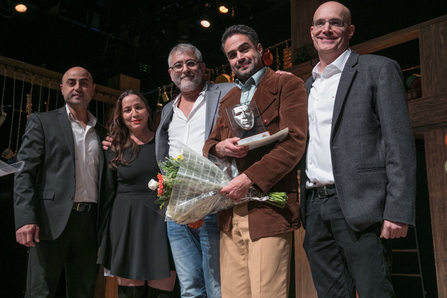 מימין לשמאל: פרופ' אייל שיינר, אורן כהן, רפי ניב, עליזה מנור ואורן אהרוני. צילום: דיאגו מיטלברג