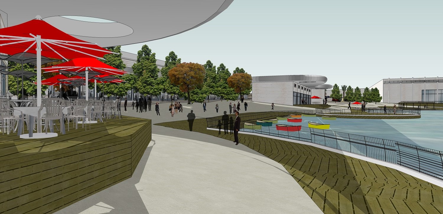 אגם בפארק התעשייה בעומר. הדמיה: יחצ