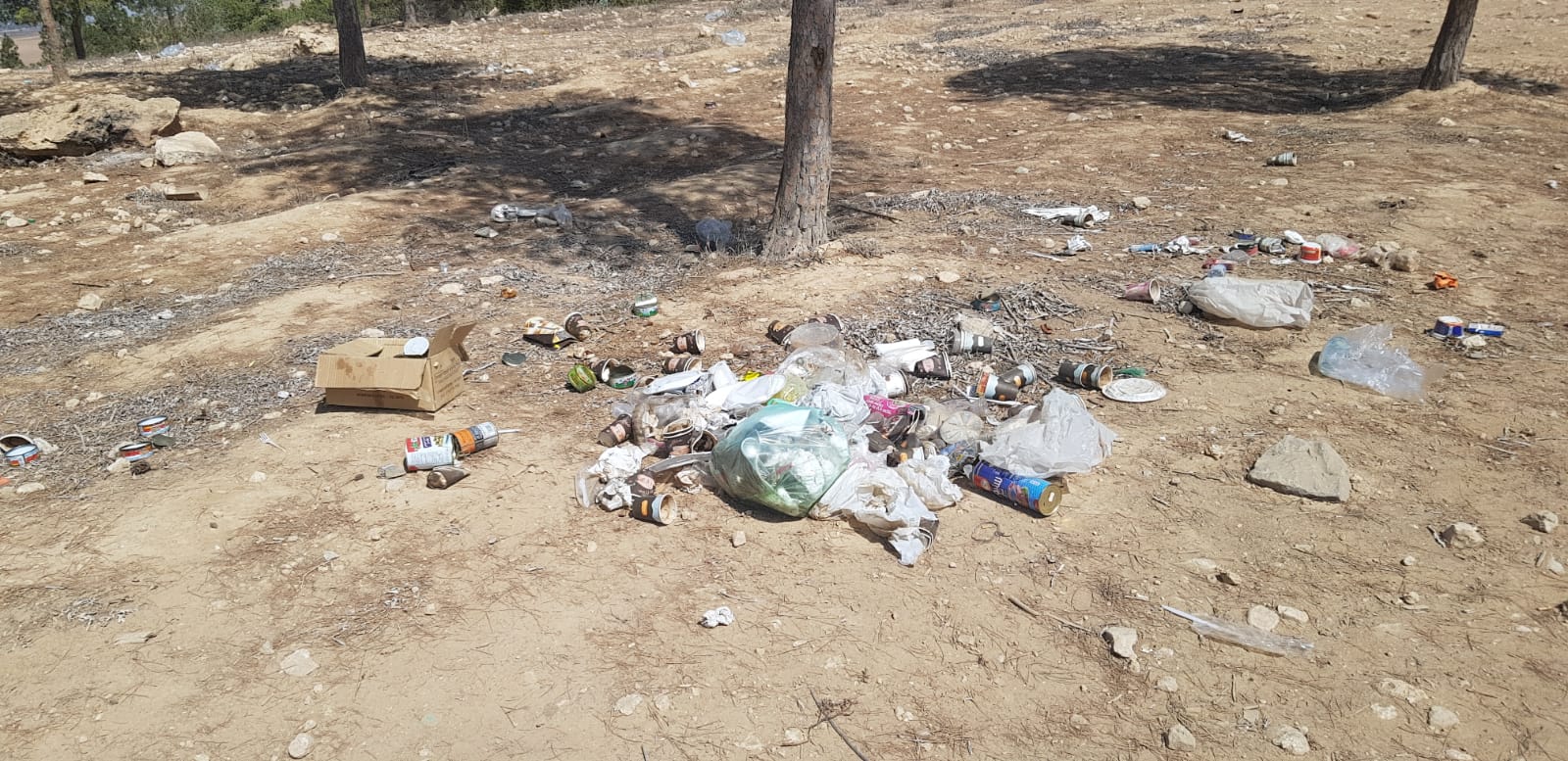לכלוך ופסולת ביערות הדרום. קרדיט מערך הסברה קקל