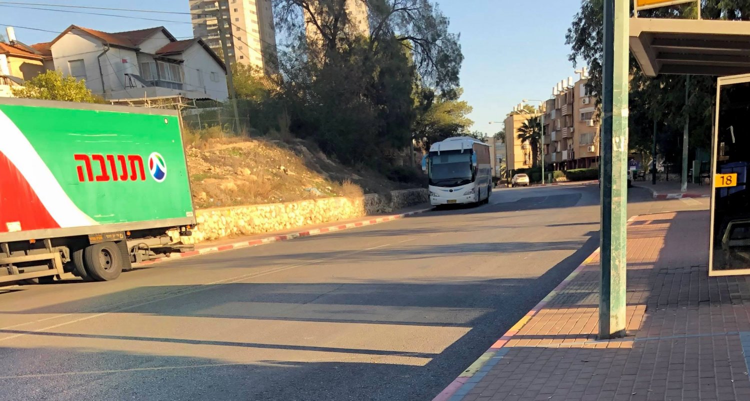 משאיות ואוטובוסים ברחוב (צילום פרטי)