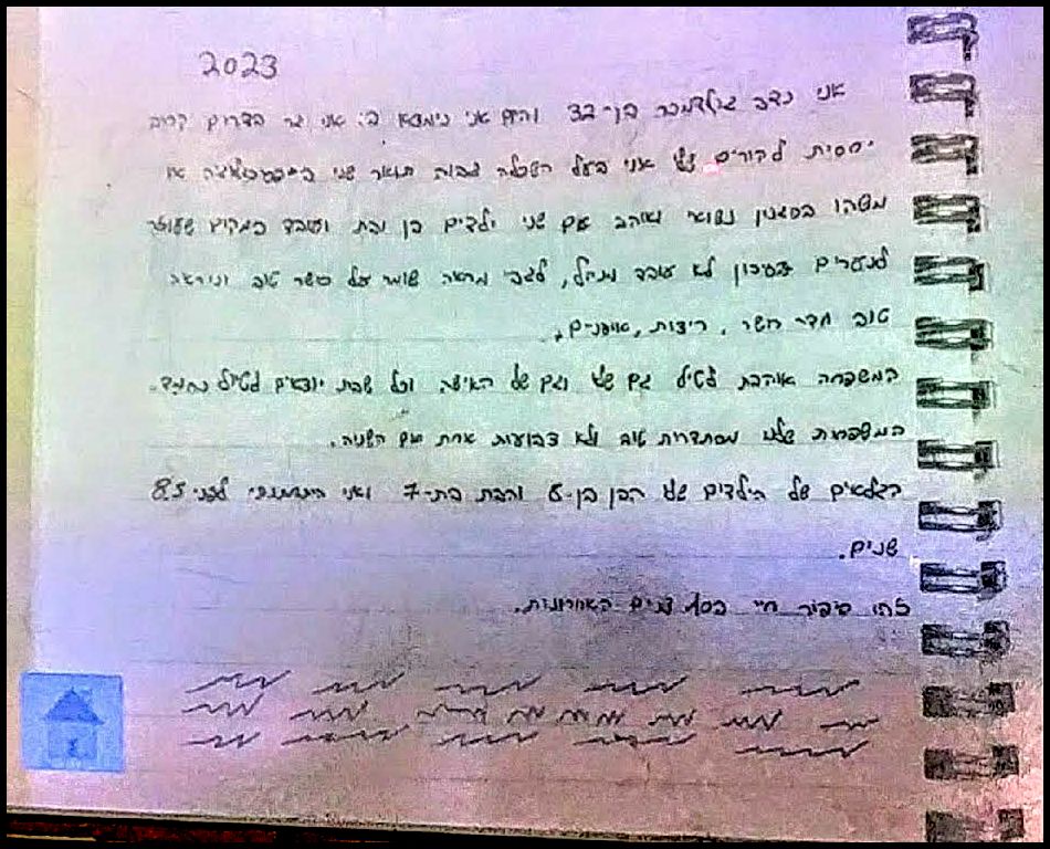 נדב מפליג במחשבותיו במחברת