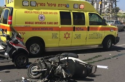 רוכב אופנוע החליק ונפצע. צילום להמחשה: ארכיון מד"א