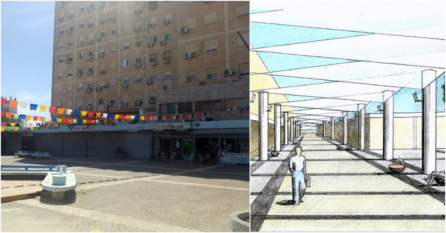 יותקנו יריעות הצללה כדי להקל על השפעות החום הכבד. צילום: שרון טל. הדמיה: עיריית באר שבע 