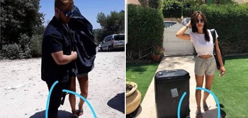 מימין: התמונה שדניאל העלתה, ומשמאל התמונה שעופר העלה - שימו לב לנעליים.