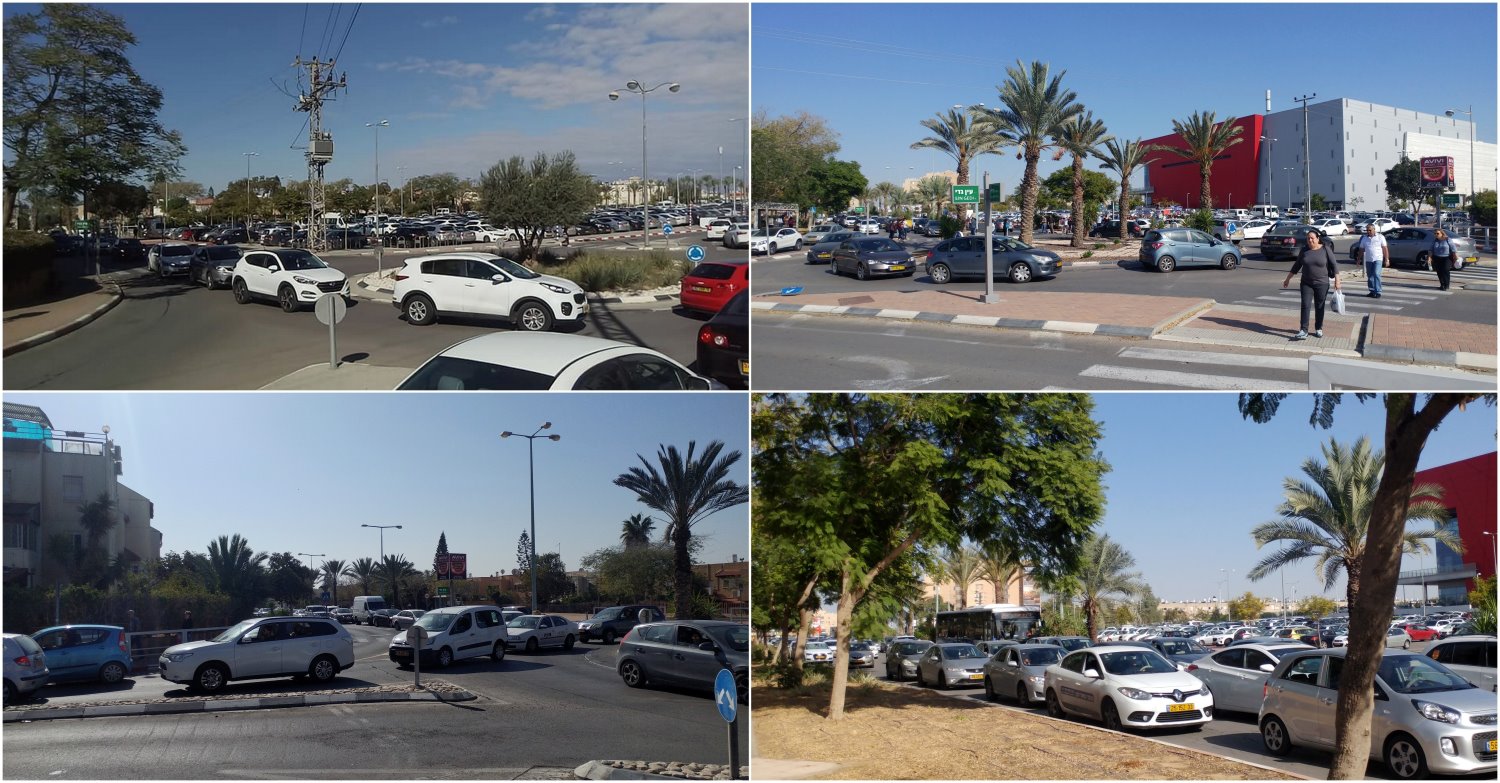 כבר כיום עומסי תנועה כבדים בצירים סביב הגרנד קניון. צילום: שרון טל, רחל אלטר