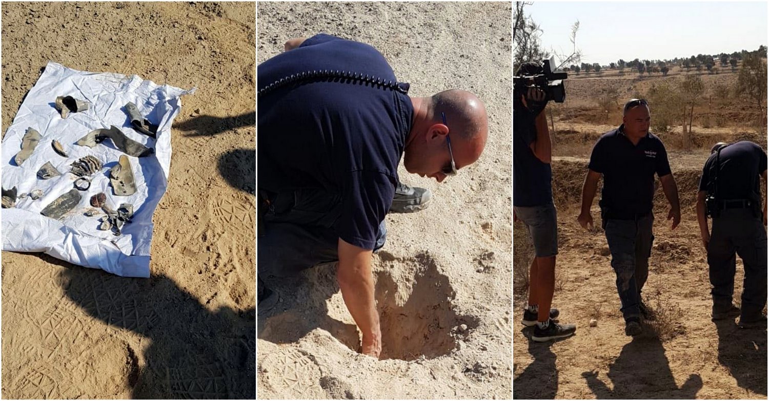 כוחות משטרה בזירת נפילת הרקטה בבאר שבע. צילום: דוברות המשטרה 