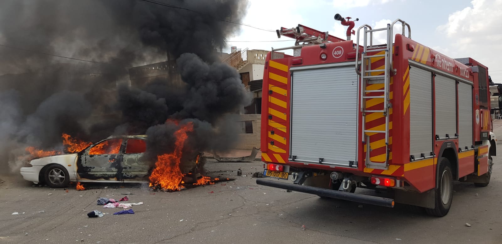 הרכב הושחת והועלה באש. צילום: פרטי