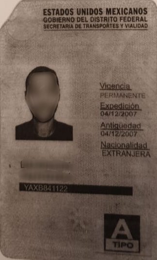 רשיון הנהיגה המקסיקני שהוצג לשוטרים צילום באדיבות משטרת ישראל 