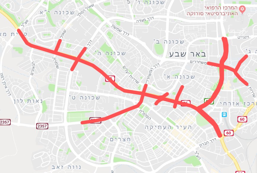 הכבישים שיחסמו במרוץ הלילה באדיבות עיריית באר שבע 
