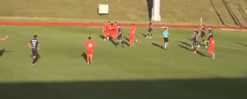 השחקנים חוגגים את השער השני (צילום מסך)