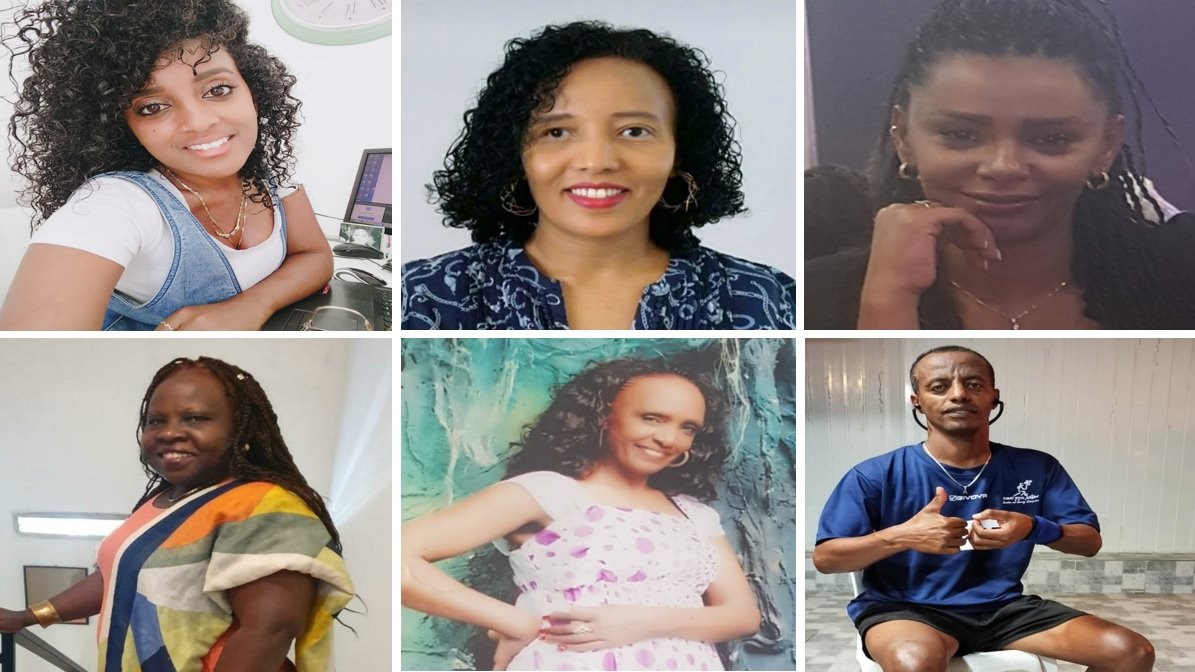 מימין לשמאל: המתנדבים מזל וובשת, אסף ישעיהו, שלי אינגדאו ונדה,  זהבית יוני,  אגרי דוויט ורחל סטאיין