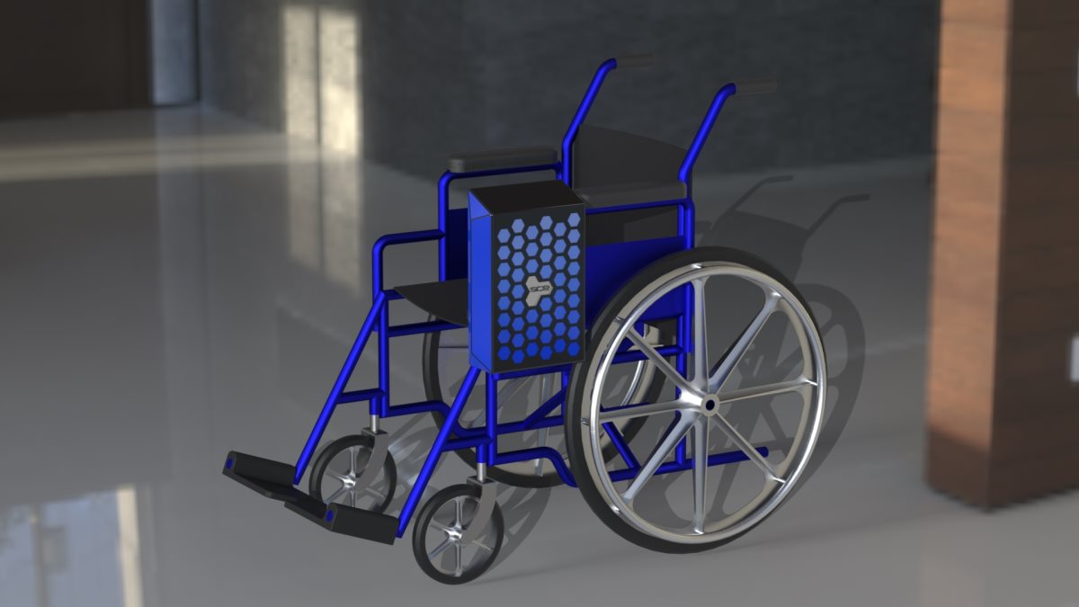 כסא גלגלים עם תא לאחסון חפצים, הנדסת מכונות. צילום יח"צ sce