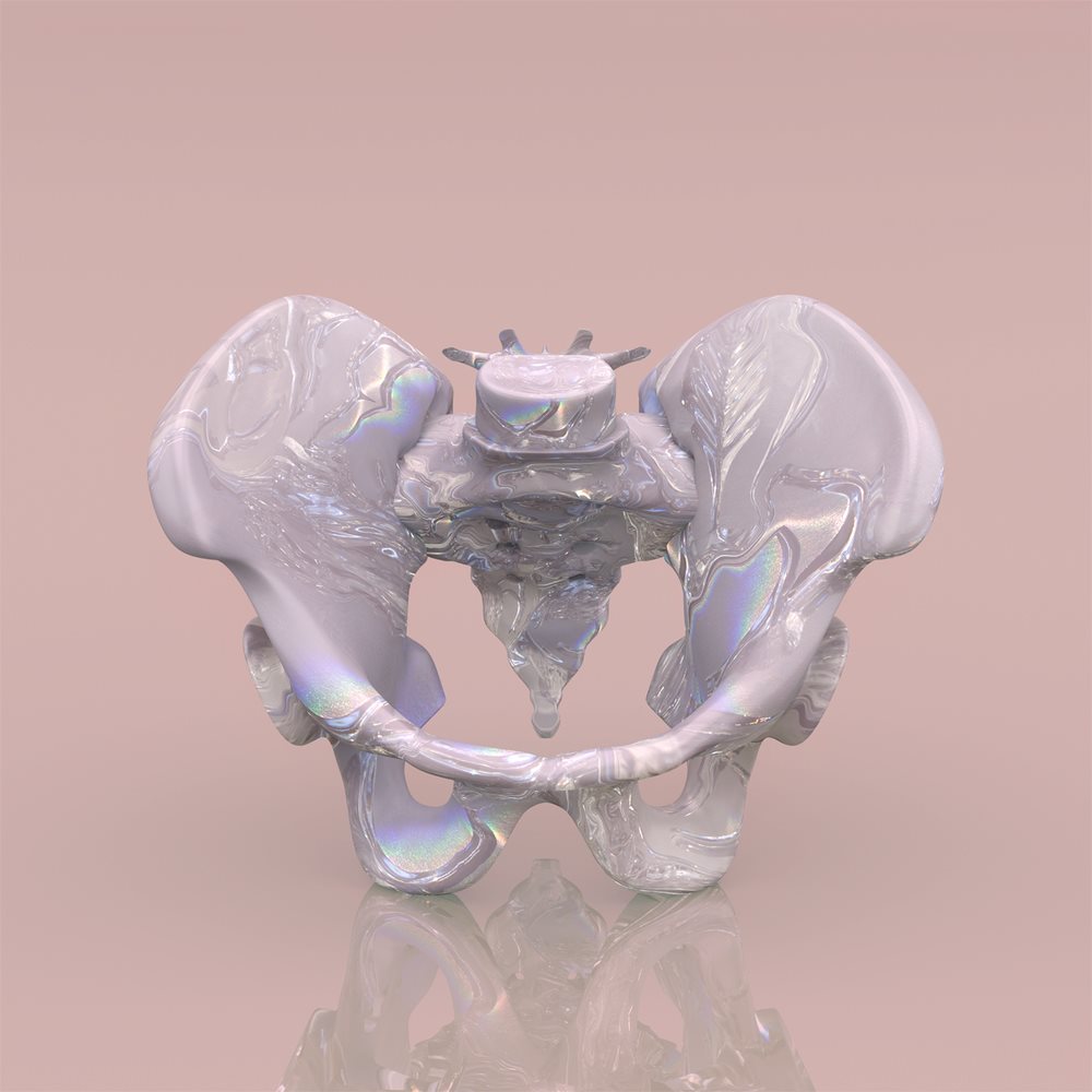 עדי פלומן, אגן, 2016 (מתוך הסדרה 'צוואר בקבוק'), פיסול דיגיטלי, הזרקת דיו על נייר מודבק על פרספקס