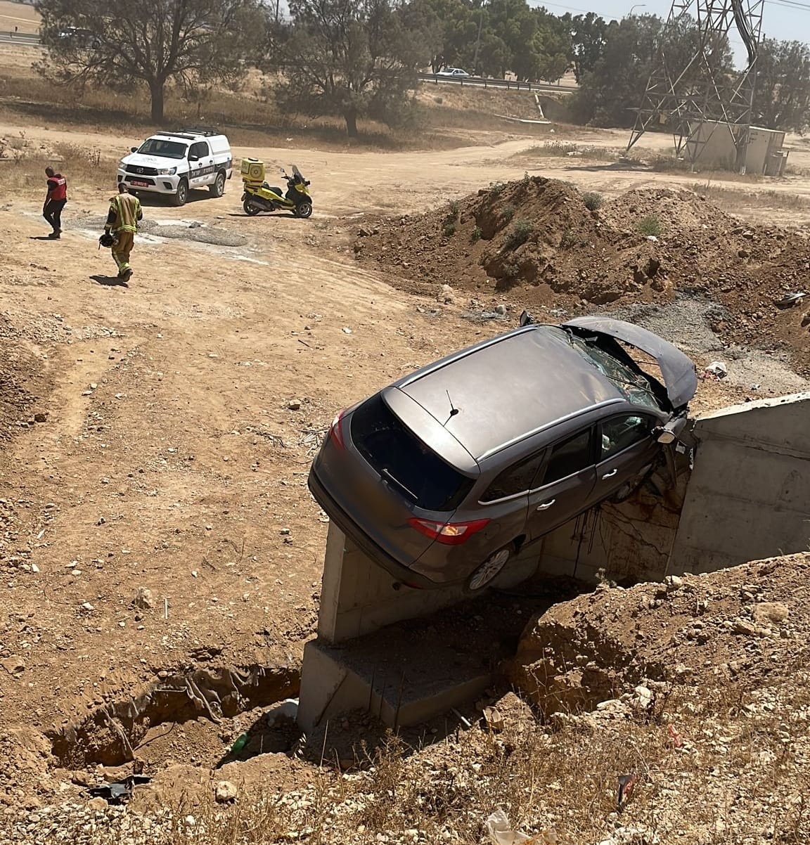 נלכד ברכב ופונה במצב בינוני. קרדיט - מד"א