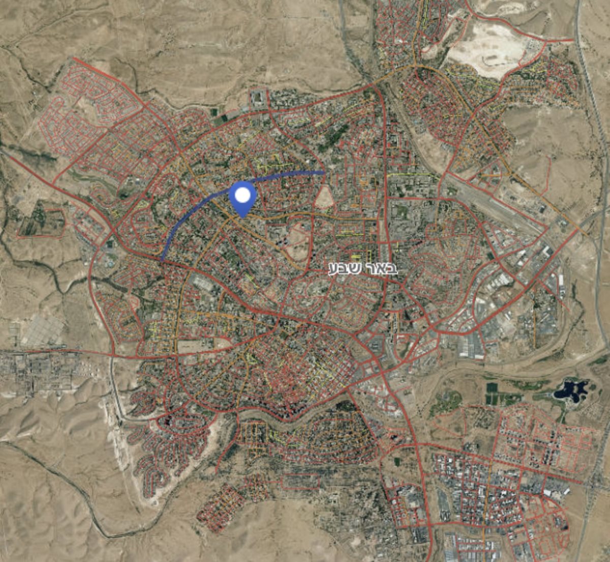 יותר מידי קווים אדומים, מפת ההצלות של באר שבע. קרדיט - המרכז למיפוי ישראל