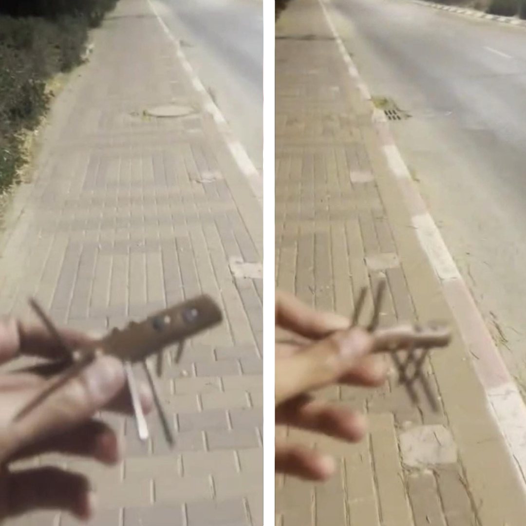 המסמרים בידו של החשוד. קרדיט: משטרת ישראל