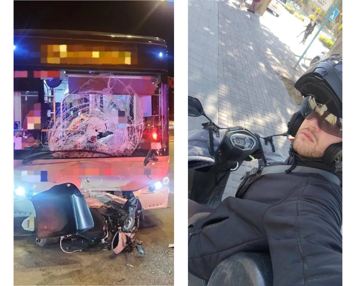 אנדרו אינריסדזה ז"ל וזירת התאונה. קרדיט: מד"א/תוכן גולשים ע''פ סעיף 27א'