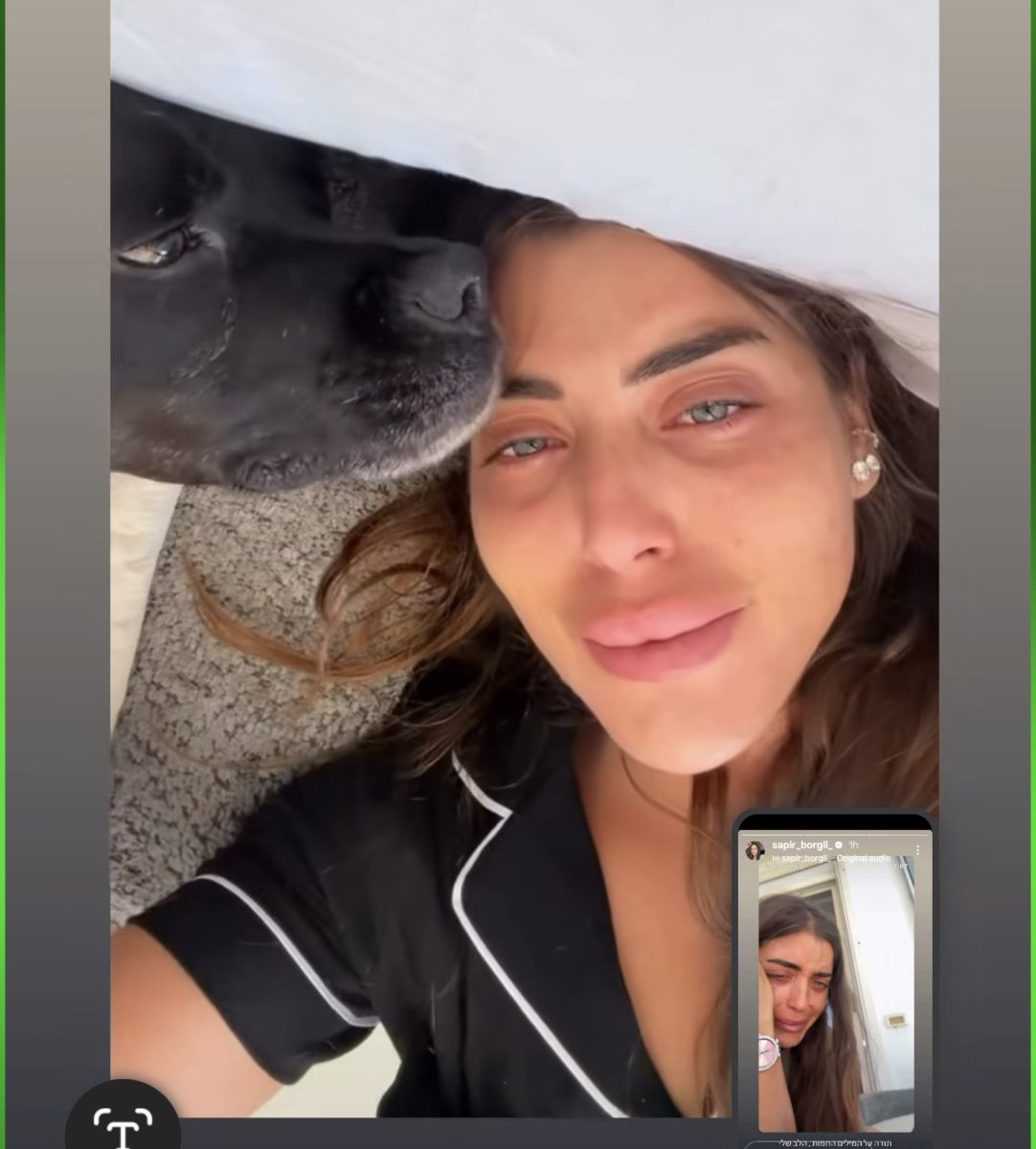 ספיר בורגיל נפרדת מהכלבה האהובה. צילום: מתוך אינסטגרם