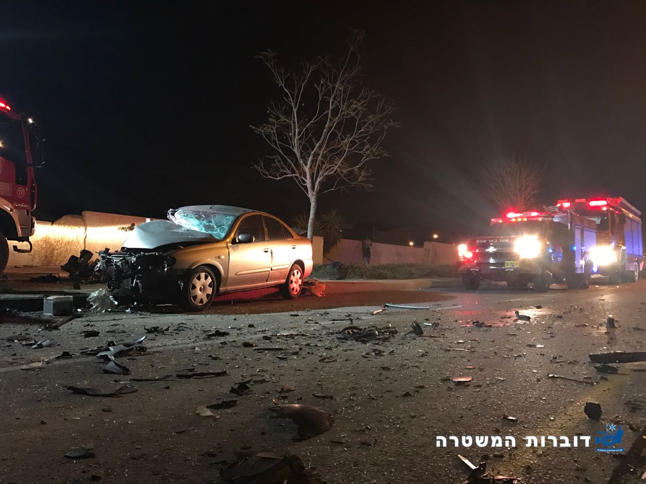 זירת התאונה. צילום: דוברות המשטרה 