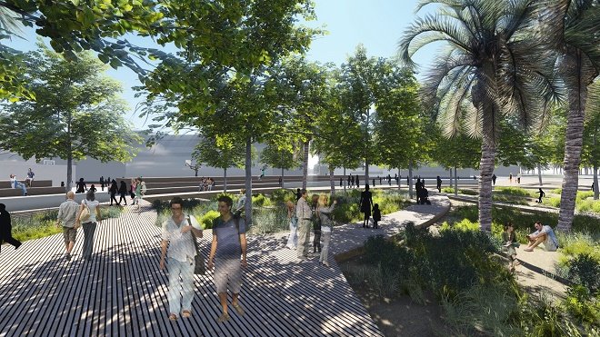 הפארק יפותח כמרחב ציבורי ייחודי כשלאורכו מוקדים ציבוריים . צילום הדמיה יער אדריכלים