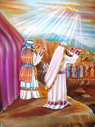ציור: משה ואהרון מברכים את עם ישראל ציירה: אהובה קליין ©