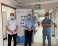 השר חילי טרופר, ד"ר שלומי קודש מנהל בית החולים סורוקה ופורפ' ויקטור נובק מנהל מחלקת הקורונה 