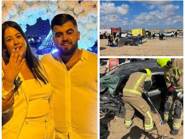 אליאב ושחף ז"ל וזירת התאונה. קרדיט: מד"א/תוכן גולשים ע"פ סעיף 27א'